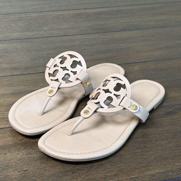 TORY BURCH MILLER SANDALS SAND NUDE LEATHER WOMEN’S 6 - Picture 1 of 8